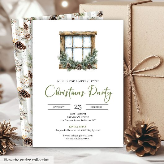 Classic Cozy Boho Neutral Colors Christmas Invite Kaart