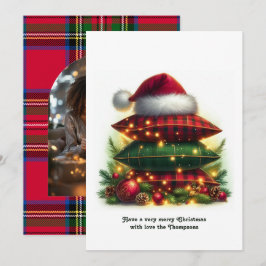 Classic Cozy Plaid Family Holiday Photo Feestdagenkaart
