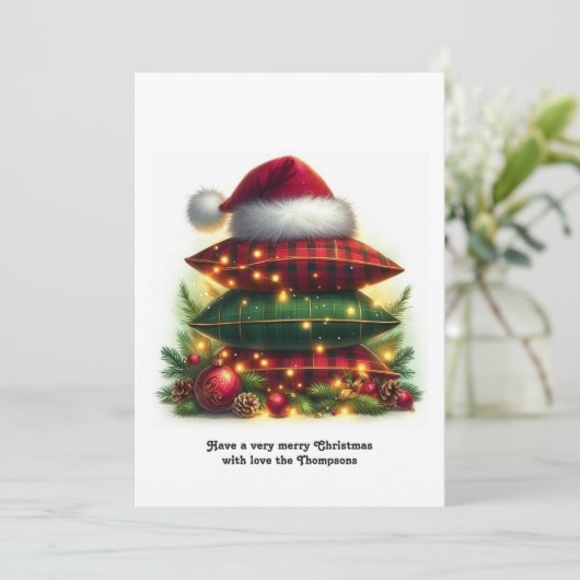 Classic Cozy Plaid Family Holiday Photo Feestdagenkaart (Staand voorkant)