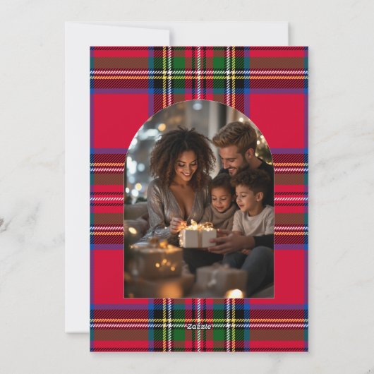 Classic Cozy Plaid Family Holiday Photo Feestdagenkaart (Achterkant)