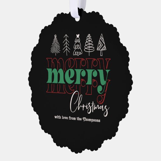 Classic Cozy Scribbles Merry Christmas Keepsake Ornament Kaart (Links)