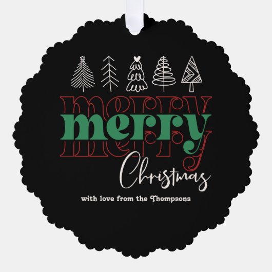 Classic Cozy Scribbles Merry Christmas Keepsake Ornament Kaart (Voorkant)