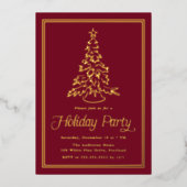 Classic Cranberry Christmas Tree Holiday Party Folie Uitnodiging (Voorkant)