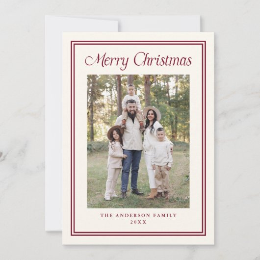 Classic Cranberry Double Border Frame 2 Photo Feestdagenkaart (Voorkant)