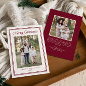 Classic Cranberry Double Border Frame 2 Photo Feestdagenkaart
