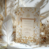 Classic Cream Antiek Goud Bloemen Islamitische bru Kaart