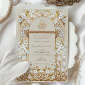 Classic Cream Antiek Goud Bloemen Islamitische bru Kaart