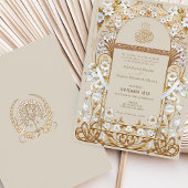 Classic Cream Antiek Goud Bloemen Islamitische bru Kaart