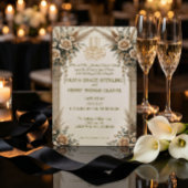 Classic Cream Antique Gold Floral Islamic Wedding Kaart