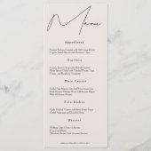 Classic Cream Bruiloft Diner Menu (Voorkant)