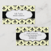Classic Cream Fleur de Lis visitekaartjes (Voorkant / Achterkant)