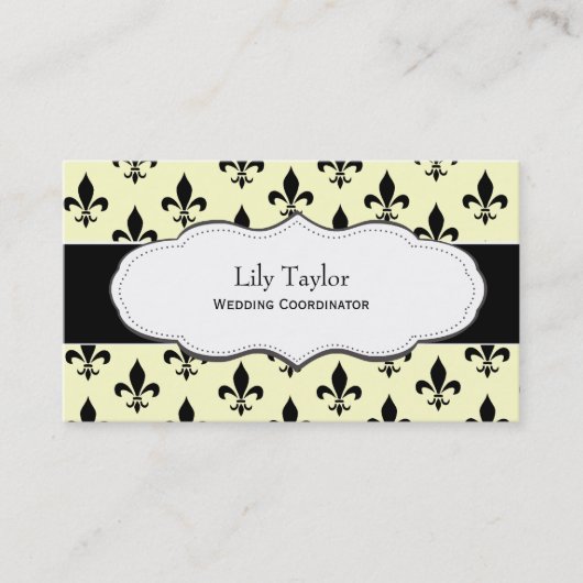 Classic Cream Fleur de Lis visitekaartjes (Voorkant)
