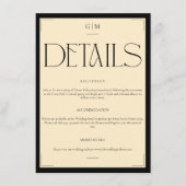 Classic Cream Monogrammed Wedding Information Card Informatiekaartje (Voorkant)