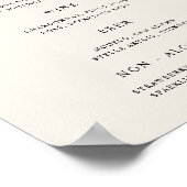 Classic Cream Wedding Bar Menu Poster (Hoek)