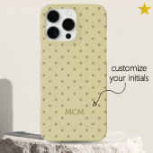Classic Creamy Beige Custom Monogram Polka Dot  Case-Mate iPhone Case