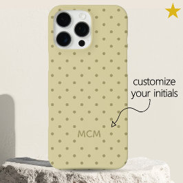 Classic Creamy Beige Custom Monogram Polka Dot  iPhone 16 Pro Max Hoesje