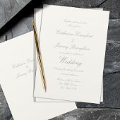 Classic Creamy White Linen Wedding Script Kaart