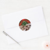 Classic Crest Christmas Plaid Vakantiefoto Ronde Sticker (Envelop)