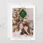 Classic Crest Christmas Red Plaid Foto Feestdagenkaart (Voorkant)