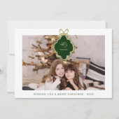 Classic Crest Christmas Red Plaid Foto Feestdagenkaart (Voorkant)