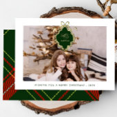 Classic Crest Christmas Red Plaid Foto Feestdagenkaart