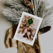 Classic Crest Christmas Red Plaid Foto Feestdagenkaart