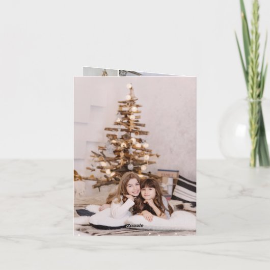 Classic Crest Christmas Red Plaid Fotocollage Feestdagen Kaart (Achterkant)