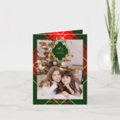 Classic Crest Christmas Red Plaid Fotocollage Feestdagen Kaart (Voorkant)