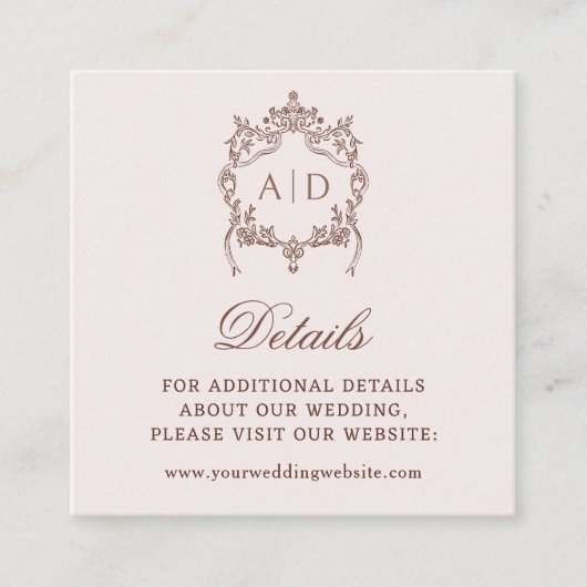 Classic Crest Wedding Details Website Informatiekaartje (Voorkant)