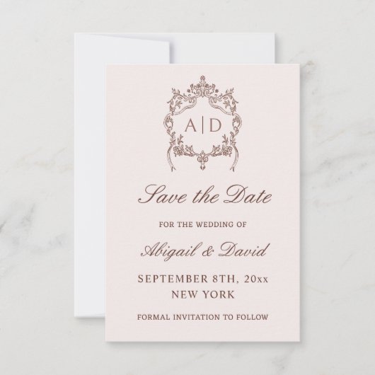 Classic Crest Wedding Sla de datum op Save The Date (Voorkant)