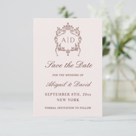 Classic  Crest Wedding Sla de datum op Save The Date (Staand voorkant)