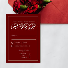 Classic Crimson Red Minimal Elegant  RSVP Kaartje
