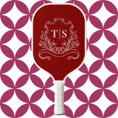Classic Crimson Red Monogram Initial Pickleball Paddle