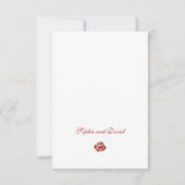 Classic Crimson Roos Red Lace Wedding RSVP Kaartje (Achterkant)