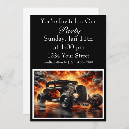 Classic Cruiser Party Uitnodigen Kaart (Voorkant / Achterkant)