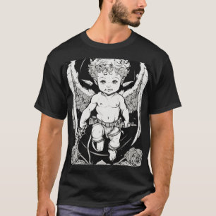 Classic Cupid & Heart Traditioneel Tattoo Ontwerp T-shirt