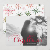 Classic curly Merry-kerstfotokaart Feestdagenkaart (Voorkant / Achterkant)