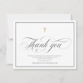 Classic Cursive Script Calligraphy Cross Memorial Bedankkaart (Voorkant)
