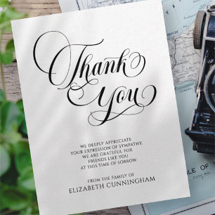 Classic Cursive Script Memorial Hartelijk dank Briefkaart