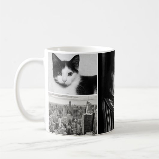 Classic Custom 6 Photo Collage Monogram Mint Groen Koffiemok (Links)