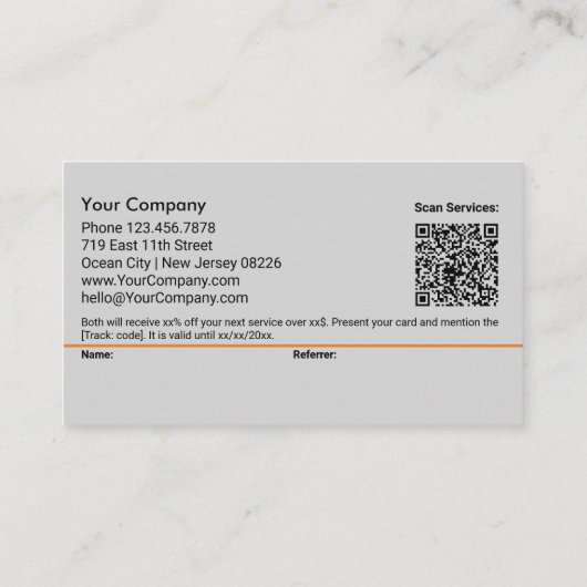 Classic Custom Afbeelding Oranje accenten Vriend Aanbevelingskaartje (Achterkant)