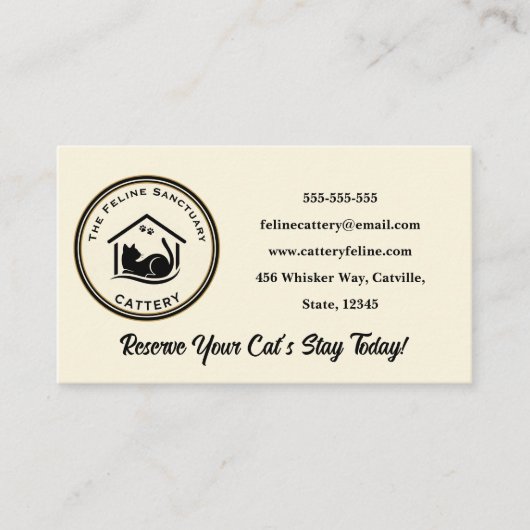 Classic Custom Cattery Business Card  Visitekaartje (Voorkant)