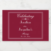 Classic Custom Cute Burgundy Wedding Favors Mini Sparkling Wijnetiket (Enkel label)