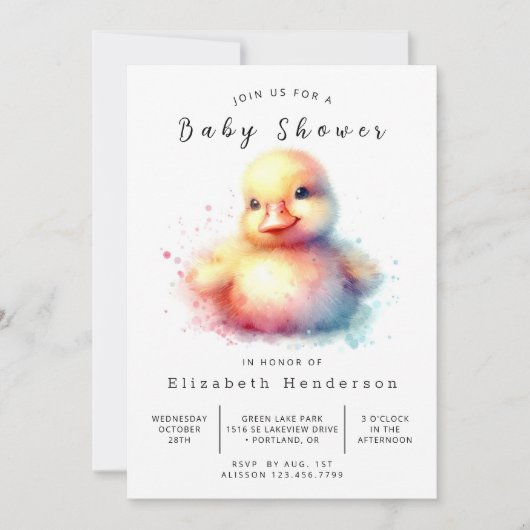 Classic Custom Duck Baby shower Kaart (Voorkant)