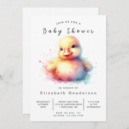 Classic Custom Duck Baby shower Kaart (Voorkant / Achterkant)