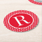 Classic Custom initiaal letter Polka Dot Ronde Kartonnen Onderzetter (Gebogen)