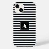 Classic Custom initialen Zwart-wit Gestreept Case-Mate iPhone Case (Achterkant)