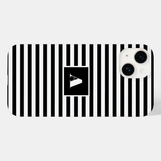 Classic Custom initialen Zwart-wit Gestreept Case-Mate iPhone Case (Achterkant (horizontaal))