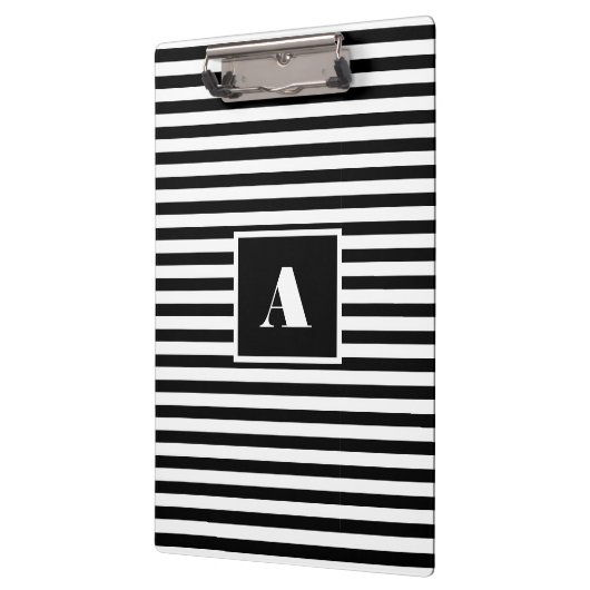 Classic Custom initialen Zwart-wit Gestreept Klembord (Links)