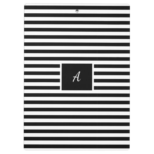 Classic Custom initialen Zwart-wit Gestreept Klembord (Achterkant)